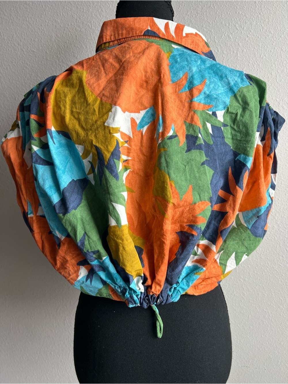 Zara Tropical Cropped Button-Up Top — Orange, Blue & Green - Picture 3 of 6